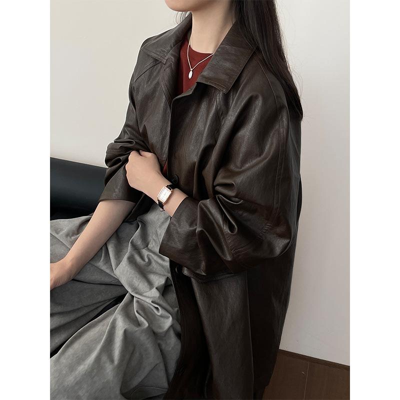 Femme  Blouson En Cuir Oversize  | Blousons & Vestes Blousons & Vestes Blousons & Vestes