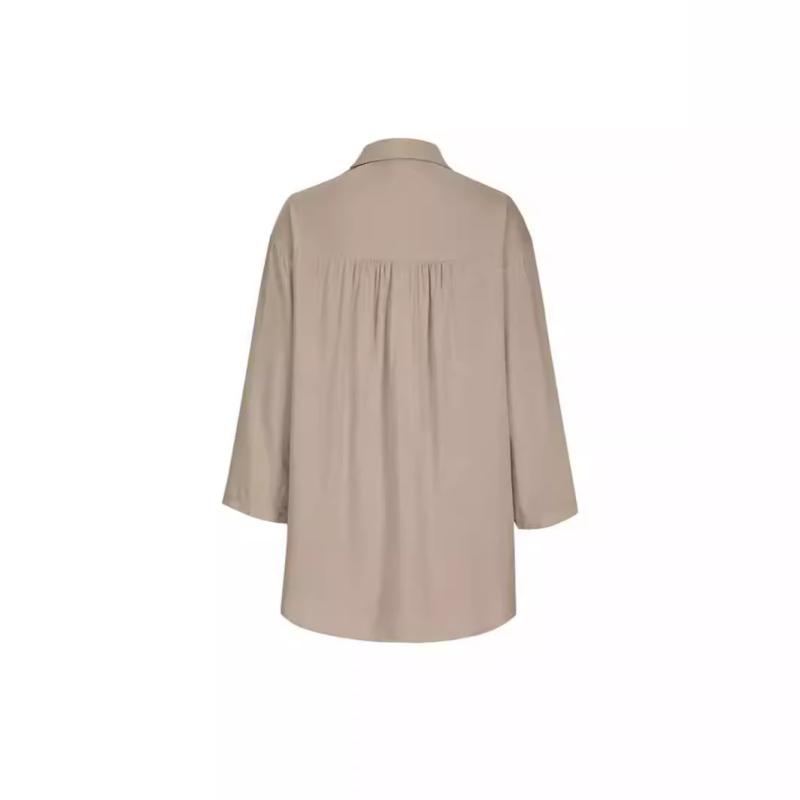 Femme  Chemise Oversize Plissée  | Tops & Chemises Femme BEIGE