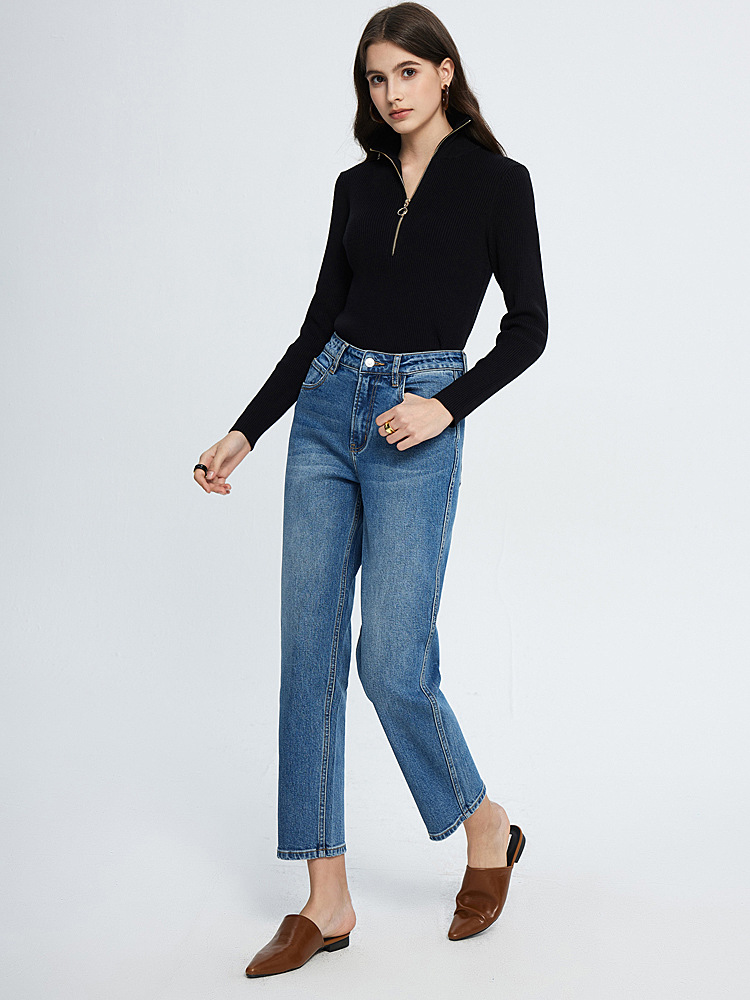 Femme  Jean Mom Double Ceinture  | Pantalons & Jeans Femme Bleu