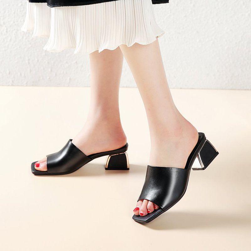 Femme  Mules G Cube En Cuir  | Sandales, Escarpins Et Mules Chaussures Femme