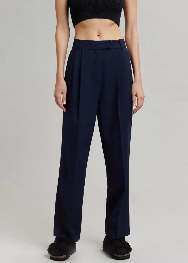 Femme  Pantalon Tailleur Laine Marine  | Pantalons & Jeans Femme BLEU CHINE