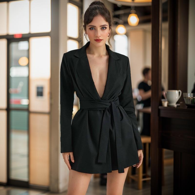 Femme  Robe Cache-Cœur Col Tailleur  | Robes Femme Femme