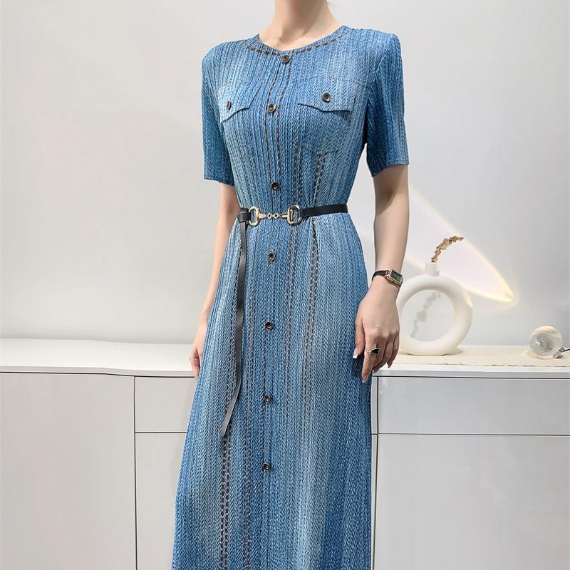 Femme  Robe Courte Boutonnée En Tweed  | Robes Femme Bleu