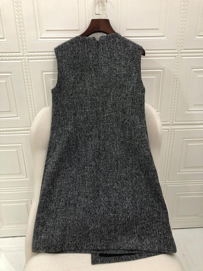 Femme  Robe Grise Cintrée Tailleur Tweed  | Robes Femme Femme