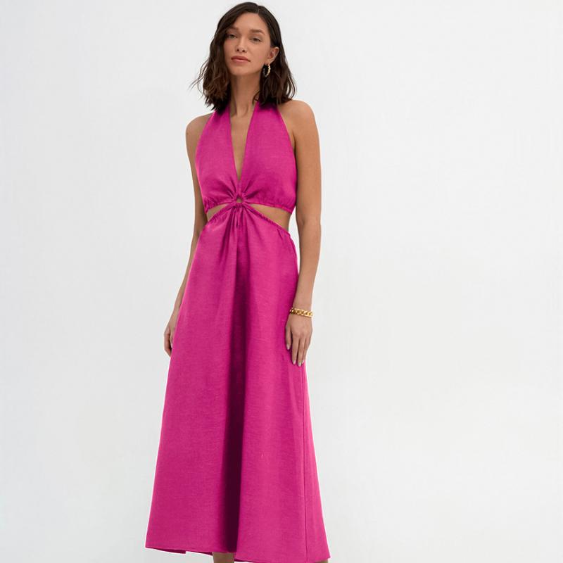 Femme  Robe Longue Satinée Froncée  | Robes Femme Femme