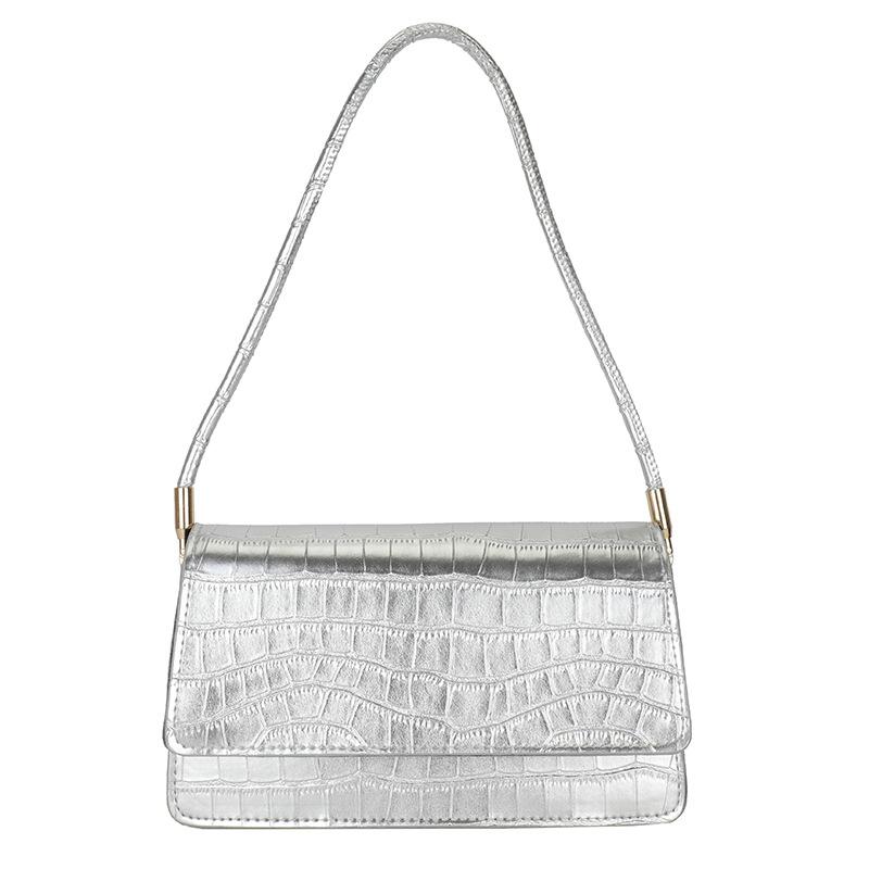 Femme  Sac Voyou Clutch En Cuir Façon Crocodile  | Sacs Accessoires ARGENTE CLAIR