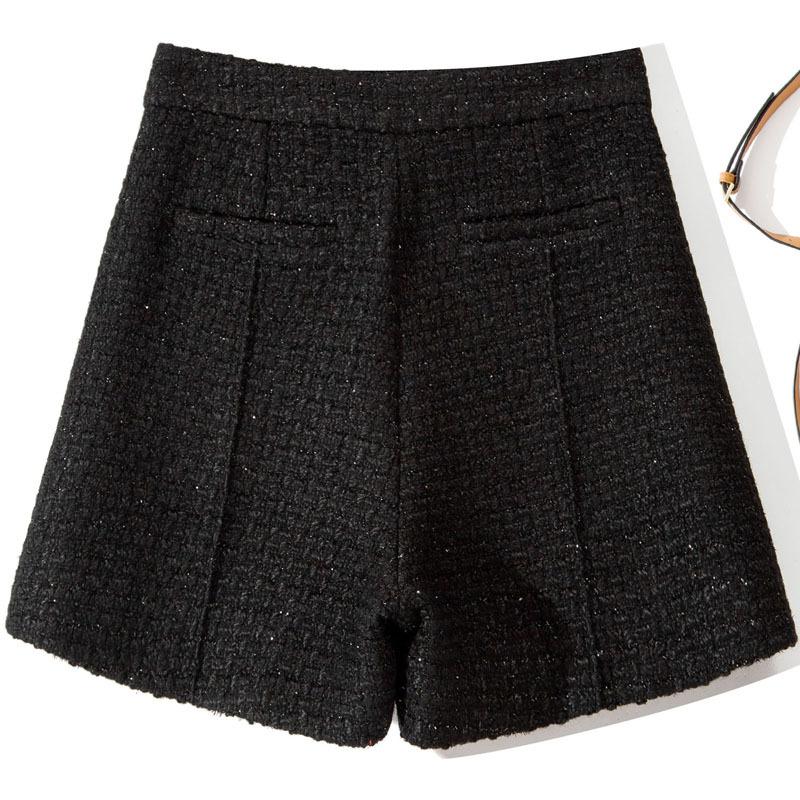 Femme  Short Tweed Noir Droit  | Jupes & Shorts Femme Femme