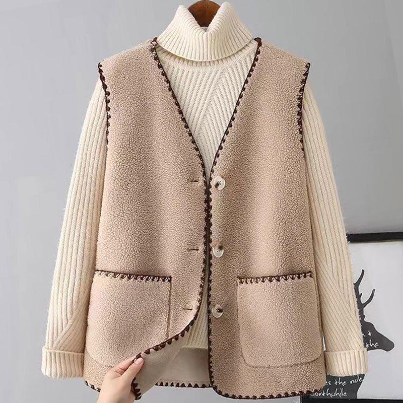 Femme  Veste Fausse Fourrure Sans Manches  | Pulls & Cardigans Femme BEIGE