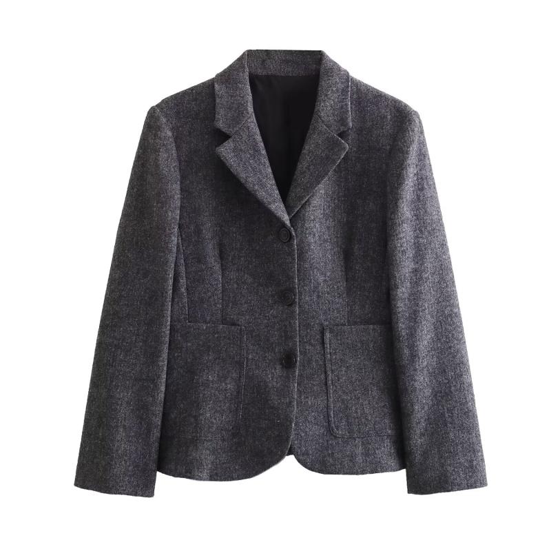 Femme  Veste Tweed Gris Laine Mélangée  | Blousons & Vestes Blousons & Vestes Blousons & Vestes