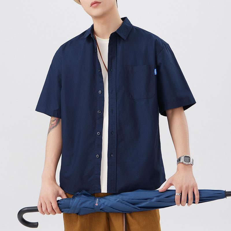 Homme  Chemise En Coton Gaufré  | Chemises Chemises Bleu Nuit