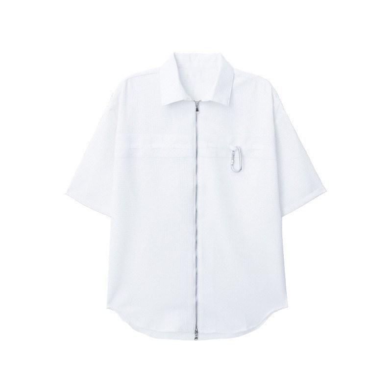 Homme  Chemise Zippée En Laine À Détail 4G  | Chemises Chemises BLANC