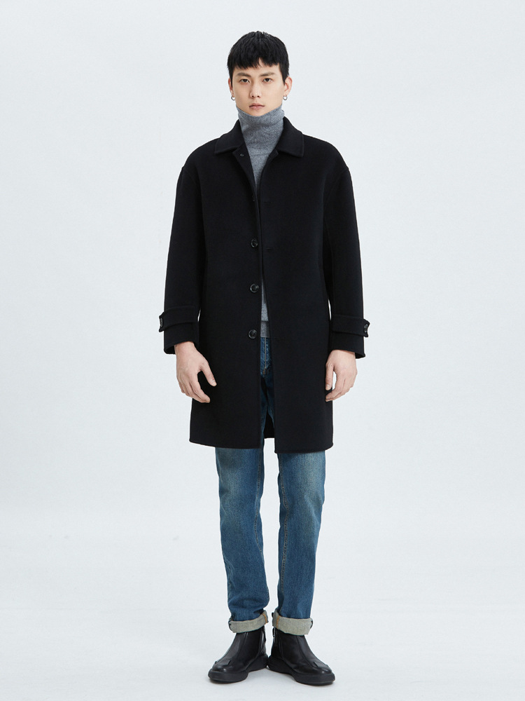 Homme  Manteau En Laine Double Face  | Vestes & Manteaux Homme Bleu Nuit